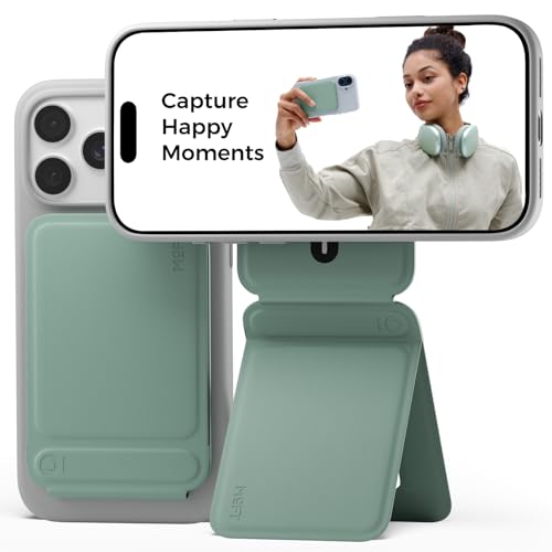 MOFT Invisible Phone Tripod Stand, Slim Foldable Selfie Stick Compatible with MagSafe, Pocket-Sized Cell Phone Tripod for Video Recording, MOVAS Leather Travel Essentials, Seafoam - color: Seafoam x Without Card Slot, size: Without Card Slot - For iPhone