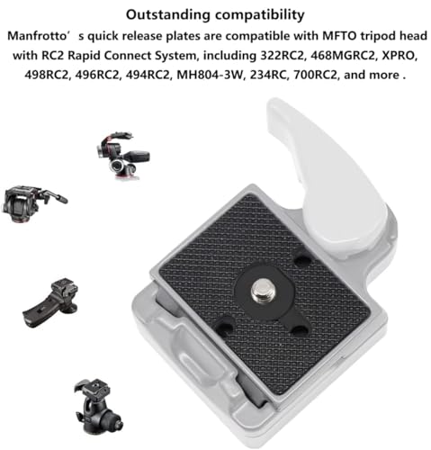 2 Pack Quick Release Plate, Tripod Quick Release Adapter Compatible for Manfrotto 200PL-14 QR Cameras Tripod, Camera Mounting Adapter with 1/4" and 3/8" Screws Ball Head Parts Replacement Adapter - size: 51 mm x 41 mm