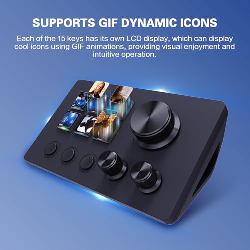 ActionRing Streaming Macro Keypad, Stream Controller Deck, Gaming Shortcut Keyboard, with 6 Customizable LCD Shortcut Keys, 3 Buttons and 3 Dials, Trigger Actions in OBS/Twitch/YouTube, For office workers and Content creaters,Windows 10/Mac14.0 (N3 Black)