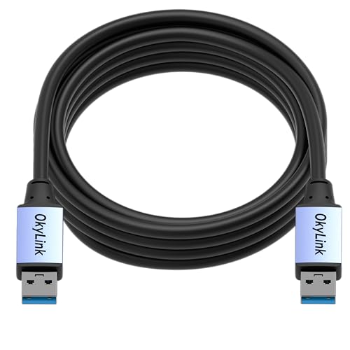OkyLink USB 3.0/3.2 Gen 1 Data Cable A to A, Male to Male 5Gbps, 10ft | 3M, Aluminum Housing, for Label Printer and Office Equipment - color: USB3.0(5Gbps), size: 10ft (3m)