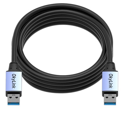 OkyLink USB 3.0/3.2 Gen 1 Data Cable A to A, Male to Male 5Gbps, 10ft | 3M, Aluminum Housing, for Label Printer and Office Equipment - color: USB3.0(5Gbps), size: 10ft (3m)