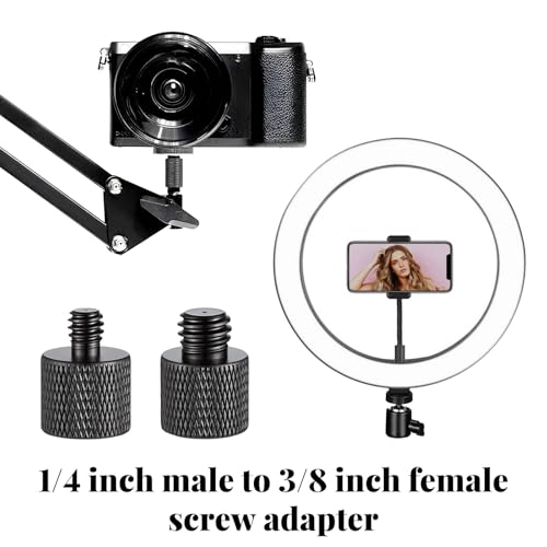 1/4 to 3/8 & 3/8 to 1/4 Camera Tripod Adapter, 4 Pack Double Head Stud Screw Thread Converter Male to Female Mounting Adapter for Camera, Monitor, Tripod, Mic Stand