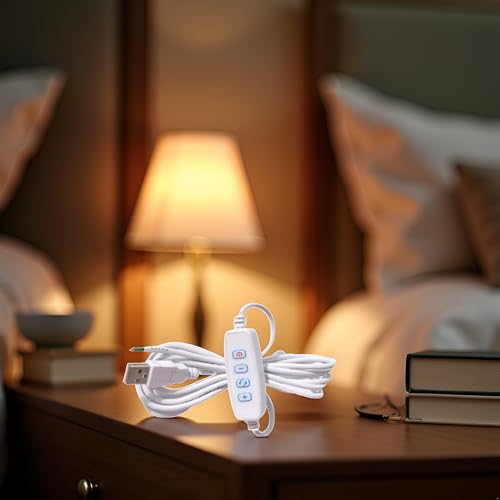 1 Pcs White DC5V USB LED Dimmer Extension Cable with On/Off Switch Adapter LED Dimming Controller for LED Light Bulb Lamps USB-Port Power Cable for Led Light Bulb Lamps