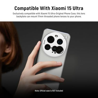NEEWER 15 Ultra Lens Backplate, Aluminum Alloy 17mm Thread Phone Lens Adapter Holder for Main & Telephoto Cameras, Compatible with Xiaomi 15 Ultra Original Phone Case, PA111 (Silver) - style: Backplate for 15 Ultra/Silver