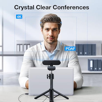 EMEET NOVA 4K Webcam with Tripod - 4K UHD, PDAF Autofocus, Adjustable Heights with 360° Swivel Head, 2 Noise-Cancelling Mics, USB Plug&Play, Privacy Cover, Ideal for Online Meetings&Live Streaming - style: 4K Tripod 360° Swivel