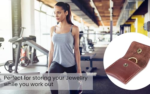 Leather Ring Pouch, Brown Leather Jewelry Holder, Wedding Case for Men and Women - Full Grain Pouch for Engagement Handcrafted Bridal Jewellery Storage, Guitar Picks Camera SD Card Holder - color: Wine