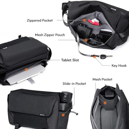 ULANZI BP11 8L Camera Sling Bag with Tripod Holder, Lightweight Splash-Proof Anti-Theft Crossbody for DSLR, Mirrorless, Lens & Laptop,Customizable Front Patch Pocket for Travel, Hiking, Everyday Carry - size: 8L