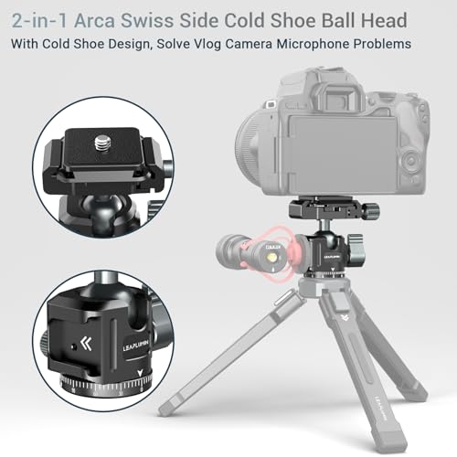 Low Profile Camera Tripod Ball Head,360° Rotating Ball Head Compatible with Arca 1/4" Quick Release Plate, Tripod Ball Head with Arca Swiss Quick Release Plate,Load Capacity：3kg/6.6lb