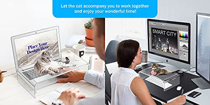 Acrylic Monitor Stand Riser Clear Laptop Stand Riser L15 xW7.5 xH4 | PC Holder, Compatible with All Notebooks and Monitor, Decoration for Office & Home,White Aesthetic Design, Office Supplies - size: 15''