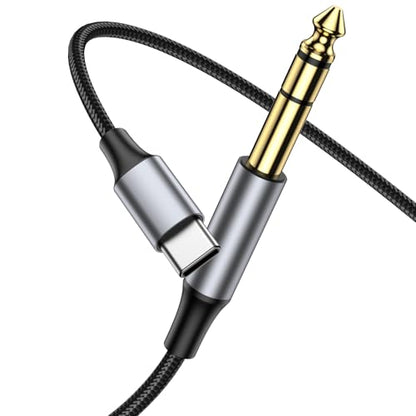 USB C to 1/4 Inch TRS Stere Audio Cable 3.3FT, USB C to 1/4 inch TRS Male Cable Audio Jack Cord for Phones, Amplifier, Speaker, Headphone, Mixing Console (No Recording Support) - size: 3.3FT