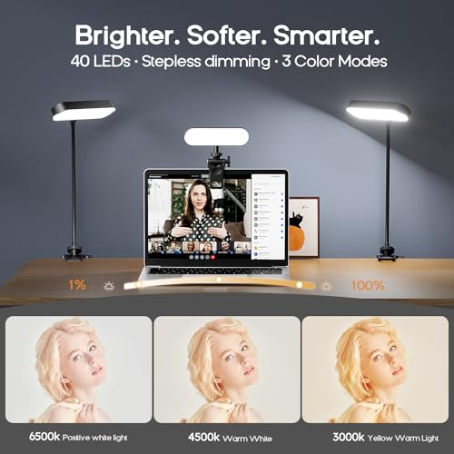 Video Conference Lighting,Rechargeable LED Streaming Light, 360° Rotatable Zoom Lighting for Computer,Eye Caring Webcam Laptop Ring Light for Video Calls/Zoom Meetings/Video Recording
