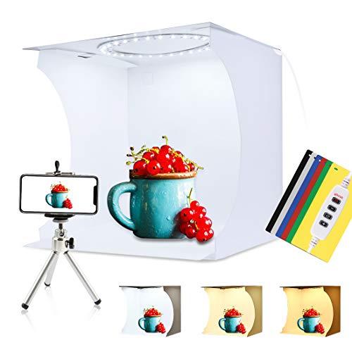 PULUZ 30cm Ring Light Photo Studio Light Box, Adjustable Portable Photography Shooting Light Tent Kit with White/Warm/Soft Lighting 128pcs LED Lights + 6 Backdrops for Product Display - size: 12*12 Inch - A