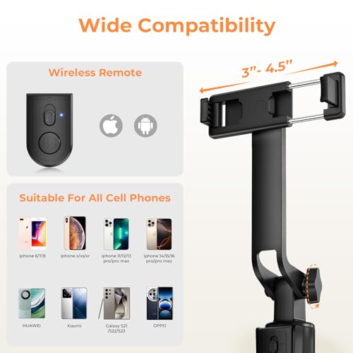 Sensyne Selfie Stick for Phone, Extendable Travel Tripod with Detachable Remote for Photography, Selfies, Compatible with All Cell Phones, Black - color: Black