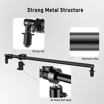 NEEWER Extendable Reflector Holder Arm, Photo Studio Telescopic 27.9” to 47.2” Boom Arm 360 Degree Swivel Reflector Bracket for Product and Portrait Photography, Ideal for Studio & Outdoor Photography - style: Reflector Holder