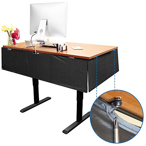 Mount-It! Under Desk Privacy Panel for Sit Stand Workstations [41 Inches Wide], with Cable Management and Organizer Pockets, Modesty Desk Skirt for Home and Office (Black) - size: 41 Inches
