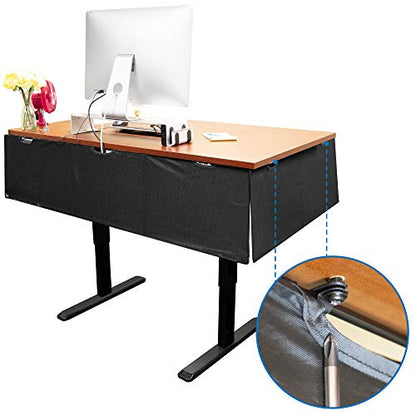 Mount-It! Under Desk Privacy Panel for Sit Stand Workstations [41 Inches Wide], with Cable Management and Organizer Pockets, Modesty Desk Skirt for Home and Office (Black) - size: 41 Inches