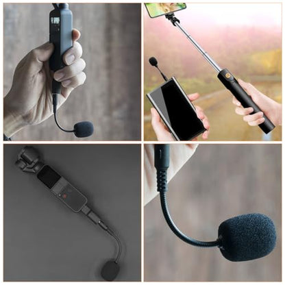 TEHAUX 2pcs Mini Noise-reducing Condenser Microphone for Phone Tablet Laptop, Flexible Gooseneck Design, Black, Plug-and-Play for Live Streaming and Video Recording