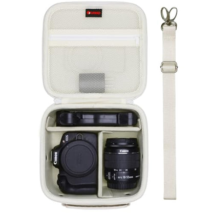 XANAD Hard Camera Case Bag Compatible with Canon EOS Rebel T7/ T100/ R50/ R50 V/RP/ R8/ R6 Mark II/ R7/ R10 DSLR Mirrorless Cameras, for Canon Sony Kodak Panasonic Nikon DSLR Mirrorless Camera, Cream - color: Cream