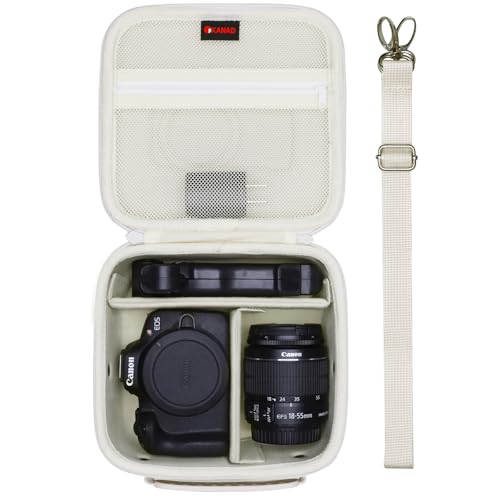 XANAD Hard Camera Case Bag Compatible with Canon EOS Rebel T7/ T100/ R50/ R50 V/RP/ R8/ R6 Mark II/ R7/ R10 DSLR Mirrorless Cameras, for Canon Sony Kodak Panasonic Nikon DSLR Mirrorless Camera, Cream - color: Cream