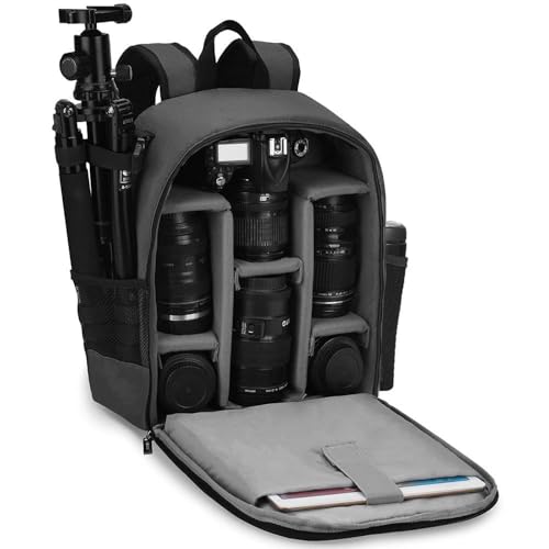 CADeN Camera Backpack Bag Professional for DSLR/SLR Mirrorless Camera Waterproof, Camera Case Compatible for Sony Canon Nikon Camera and Lens Tripod Accessories Gray - color: Grey, style: 2.0 Small