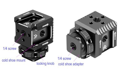 Cold Shoe Mount Adapter,Cold Shoe Extension - Triple Shoe Mount Extender for Camera,Monitor,Flash Accessories, Bracket for Led Lights,Microphones,Audio Recorder,Video Camera,Cage Accessories