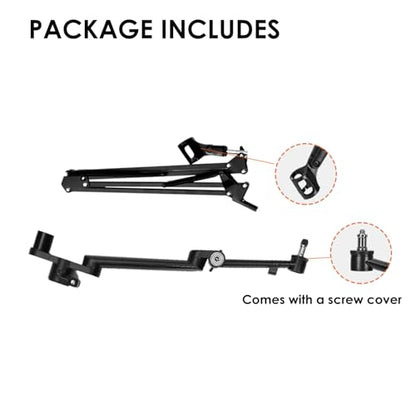 TARION Modular Desktop Arm Set - 18"/45 cm Adjustable Stand with Spigot Mount for COB Lights + 29.4"/75 cm (Max) Mic Boom Stand for Microphone Compatible with 35 mm Rods - Titanrig Arm Y - size: Arm Y (Light / Mic)