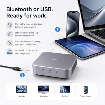 AI Conference Speakerphone Computer Speaker Voice Recorder | AI Meeting Summaries • 4 Mics • Noise Reduction • Bluetooth 5.3 • 24H Calls • For Individuals & Teams • Zoom/Teams/Meet/Webex
