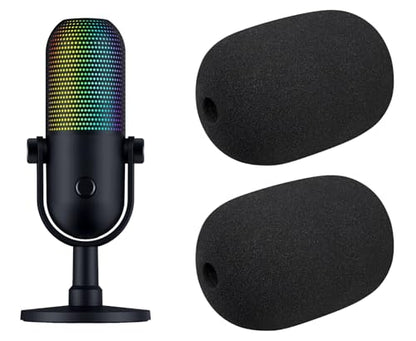 SOULWIT 2Pcs Pop Filter for Razer Seiren V3 Chroma(2024 Gen3) - Black | Do Not Fit Seiren V3 Mini(2024 Gen3) Mircophones