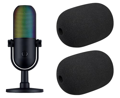 SOULWIT 2Pcs Pop Filter for Razer Seiren V3 Chroma(2024 Gen3) - Black | Do Not Fit Seiren V3 Mini(2024 Gen3) Mircophones