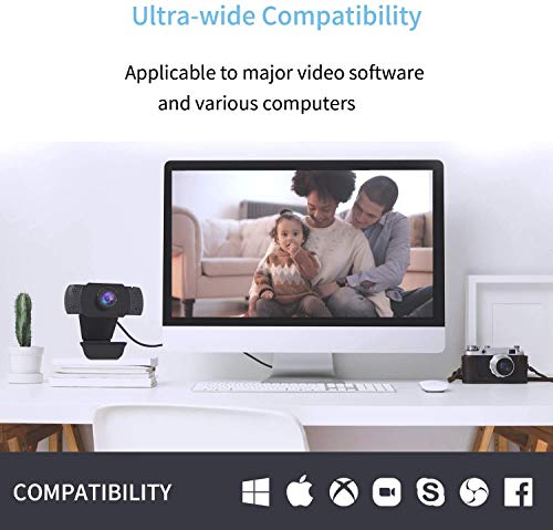 Wansview 1080P HD USB Webcam with Dual Microphone & Auto Light Correction, Compatible with Desktop Computer, Laptop and TV, Plug and Play Web Cam for Video Streaming, Conference, Gaming and Study