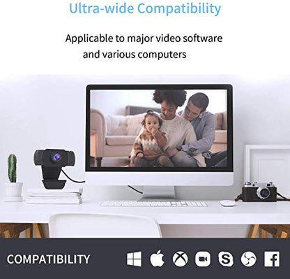 Wansview 1080P HD USB Webcam with Dual Microphone & Auto Light Correction, Compatible with Desktop Computer, Laptop and TV, Plug and Play Web Cam for Video Streaming, Conference, Gaming and Study