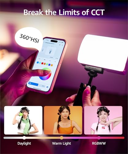 amaran Ace 25c Kit RGB Pocket LED Light,Boost Mode to 32W Mini On Camera Video Light,2300K~10000K Support Magnetic Attraction and App Control with Carrying Case,Mini Tripod,Grid (Silver) - color: Silver