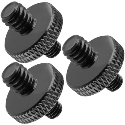 3-Piece 1/4" Male to M5 Male Aluminum Tripod Nut Connector, Black, for Cameras, Ball Heads, Monopods - style: 1/4" male to M5
