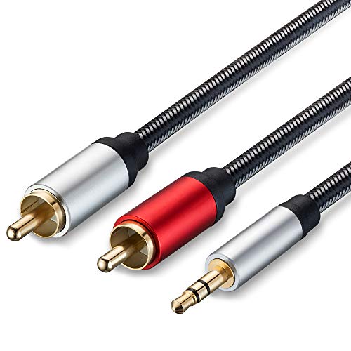 RCA Cable 12Ft, 3.5mm Male to 2RCA Male Stereo Audio Adapter Cable Nylon Braided AUX RCA Y Cord for Smartphones, MP3, Tablets, Speakers, HDTV and More(12Ft/4M) - size: 12 ft