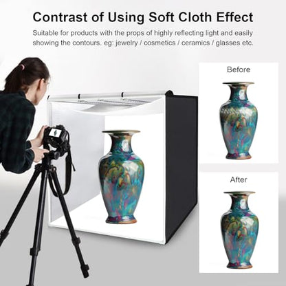 PULUZ 32"x32" Large Photo Studio Light Box, 90W 14000LM High CRI95+ Lighting with 4 Backdrops 3 Stepless Dimming LED Panels & Carry Bag Professional Shooting Tent for Product Photography - size: 32 Inch