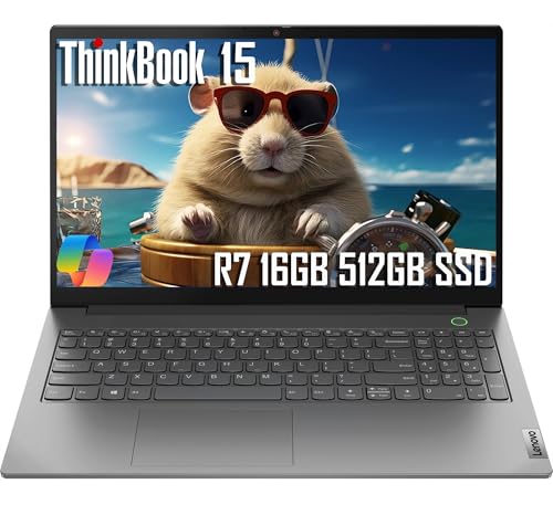 Lenovo ThinkBook 15 Business Laptop (15.6" FHD Anti-Glare, 16GB RAM, 512GB SSD, AMD Ryzen 7 5825U (> Intel i7-1255U)) Fingerprint, 1080p Webcam, Military Grade, Ethernet, Wi-Fi, Win 11 Pro w/Copilot - size: 16GB|512GB SSD, style: Ryzen 7