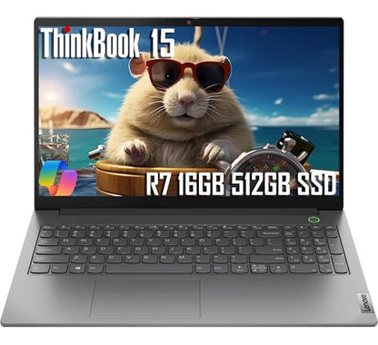 Lenovo ThinkBook 15 Business Laptop (15.6" FHD Anti-Glare, 16GB RAM, 512GB SSD, AMD Ryzen 7 5825U (> Intel i7-1255U)) Fingerprint, 1080p Webcam, Military Grade, Ethernet, Wi-Fi, Win 11 Pro w/Copilot - size: 16GB|512GB SSD, style: Ryzen 7