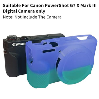 G7X Mark III Case, Soft Silicone Protective Case Cover with Removable Lens Cover for Canon Powershot G7X Mark III Digital Camera - Purple Blue - color: Purple Blue
