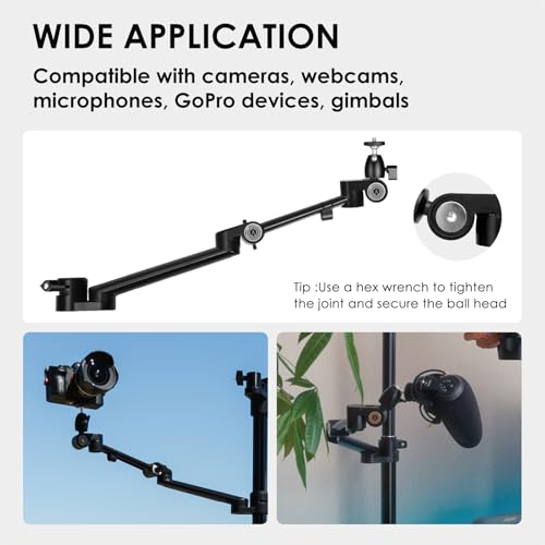 TARION Modular Desktop Camera Mount - 19"/48 cm DSLR Desk Arm with 1/4" Screw Ballhead 360 Degrees Adjustable - Compatible with 35 mm Rods - Titanrig Arm Z - size: Arm Z (Camera)