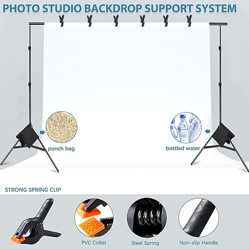Photo Video Studio 10x7Ft (WxH) Adjustable Background Stand Backdrop Support System Kit with Carry Bag