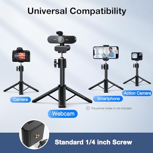 EMEET NOVA 4K Webcam with Tripod - 4K UHD, PDAF Autofocus, Adjustable Heights with 360° Swivel Head, 2 Noise-Cancelling Mics, USB Plug&Play, Privacy Cover, Ideal for Online Meetings&Live Streaming - style: 4K Tripod 360° Swivel