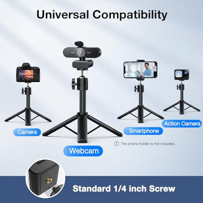 EMEET NOVA 4K Webcam with Tripod - 4K UHD, PDAF Autofocus, Adjustable Heights with 360° Swivel Head, 2 Noise-Cancelling Mics, USB Plug&Play, Privacy Cover, Ideal for Online Meetings&Live Streaming - style: 4K Tripod 360° Swivel