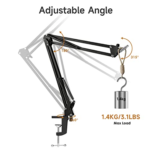 For Elgato Wave 3 Boom Arm, Mic Stand Compatible with Elgato Wave 3 Razer Seiren X Shure SM7B MV7 HyperX QuadCast S SoloCast AT2020 Blue Yeti Fifine AM8 K669B and Other Microphone - color: Elg Boom Arm