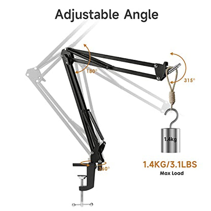 For Elgato Wave 3 Boom Arm, Mic Stand Compatible with Elgato Wave 3 Razer Seiren X Shure SM7B MV7 HyperX QuadCast S SoloCast AT2020 Blue Yeti Fifine AM8 K669B and Other Microphone - color: Elg Boom Arm