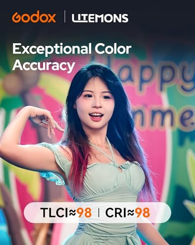 Godox LE200Bi Bi-Color LED Light, 220W GODOX Light All Metal Body,CRI/TLCI98+, CCT 2800K-6500K/11 FX Effects/Bowens Mount/Whisper-Quiet Fan, App/DMX/NFC/CRMX Control, for Video, Streaming & Studio