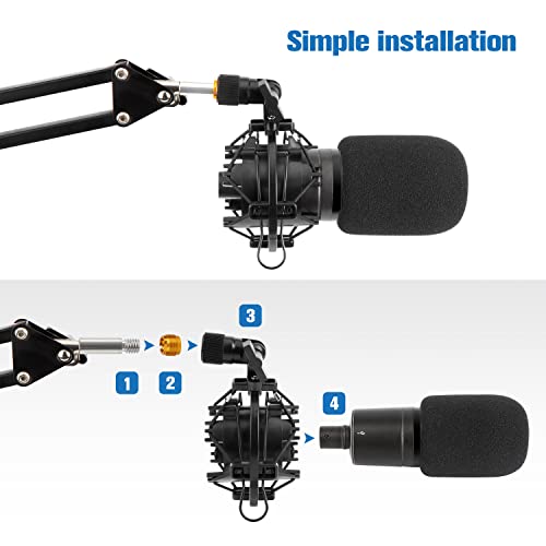 AT2020 Shock Mount with AT2020 Pop Filter, Microphone Shock Mount Compatible for Audio Technica AT2020 AT2035 ATR2500 Microphone by WIBOND