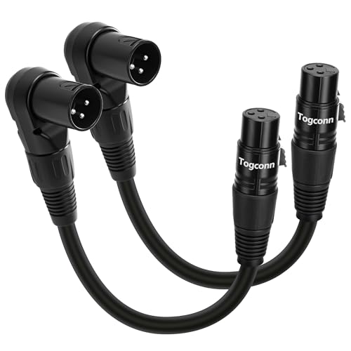 2-Pack Right Angle XLR Microphone Extension Cable Adapter 0.6 Feet, 90 Degree XLR Male to Straight Female 3-Pin Mic Connector for Speaker, Recording Studio, Mic Mixer, Audio Interface, Amplifier - color: 90 Degree XLR Male (0.6 Feet), size: 2 Pack