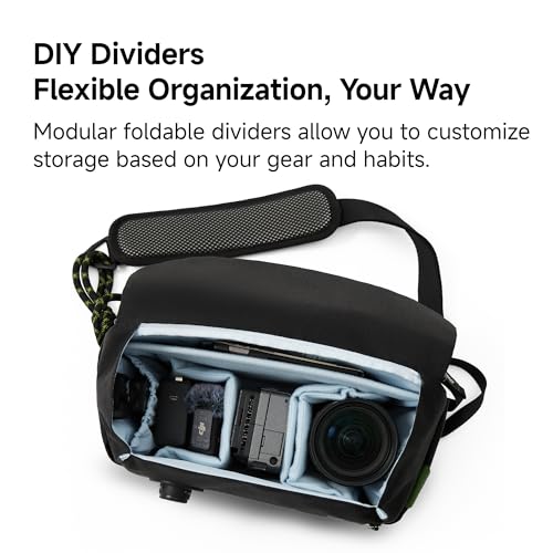 VSGO 6L Casual Crossbody Camera Sling Shoulder Bag - Olive | Quick Access, Customizable Dividers, Waterproof, Adjustable Strap, 3-Point Stablized