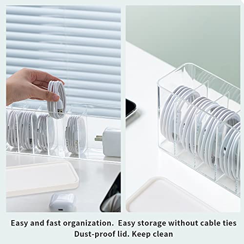 Charger Cable Cord Storage Organizer Box - Easy Storage Without Cable Ties - 1 Pack With Lid