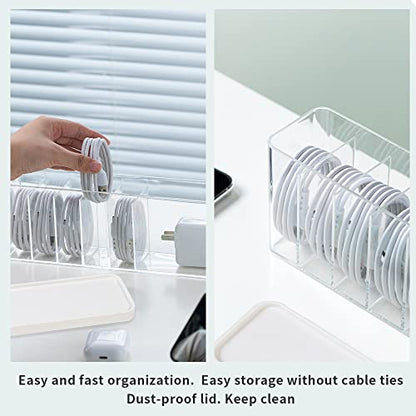 Charger Cable Cord Storage Organizer Box - Easy Storage Without Cable Ties - 1 Pack With Lid